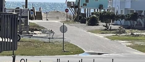 You can see the ocean and beach access from the front deck.