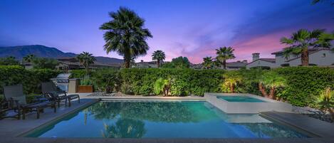 View from Living room with beautiful Desert sunsets of the Santa Rosa Mountains!