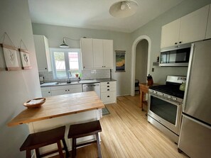 Renovated kitchen.  Gas Stove.