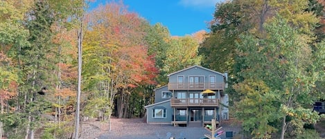 Back yard view of the triple decks during the fall. 