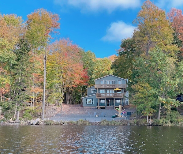 Back yard view of the triple decks during the fall.