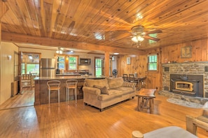 Living Area | Wood-Burning Stove | Main Level