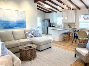 Open coastal living area with new furnishings