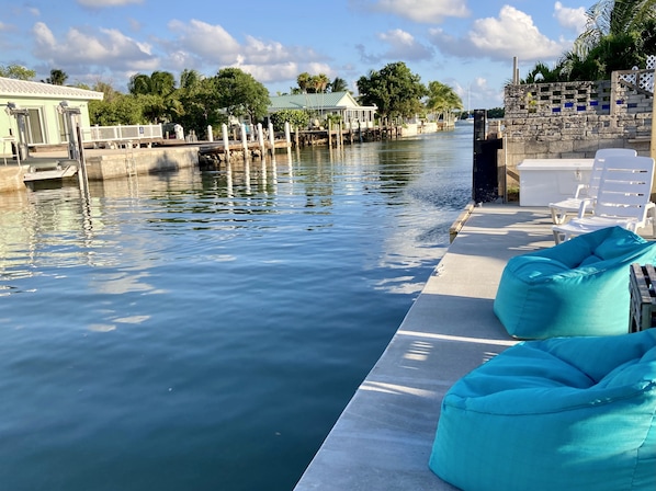 Chill out on the 50’ dock at Boot Key Bungalow in the heart of Marathon!