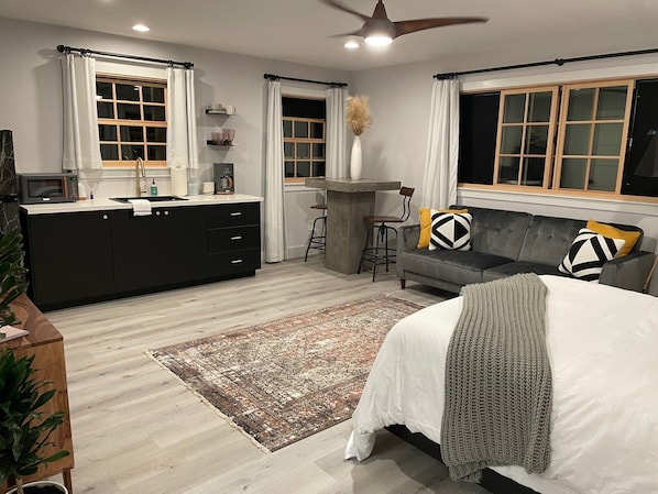 New construction ocean-view guest suite. Private entry to the upstairs studio.