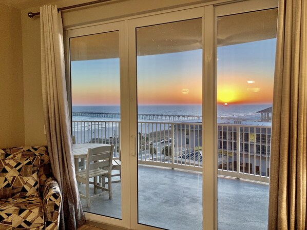 Enjoy beautiful views and sunsets from your living area!