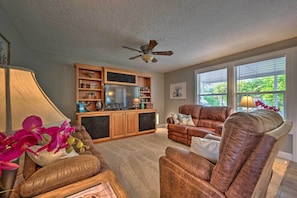 Living Room | Central Heat & A/C | Dog Friendly w/ Fee