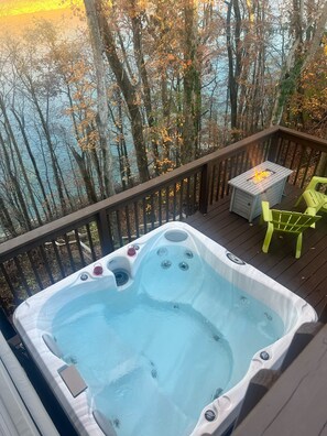 hot tub on a lower private deck