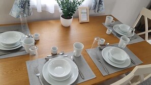 Dining table in open plan kitchen 