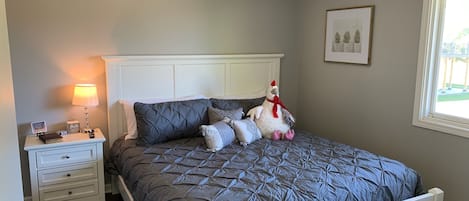 Relax in the king size bed with plush linens! 