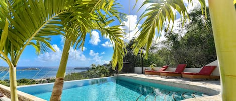 Pool area with stunning view on the bay