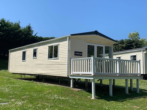 This is our luxury 2-bedroom, dog friendly caravan in Shanklin, Isle of Wight.