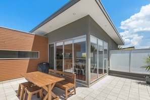 Upstairs outdoor dining with BBQ