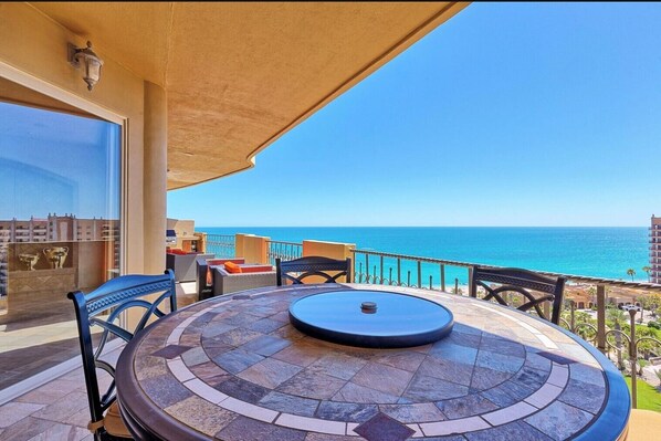 Enjoy meals or playing cards with an ocean view!