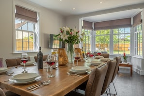 Manor House,  Beeford: Entertain around the bespoke dining table with seating for ten