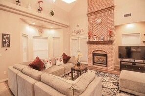 Cozy living space with gas fireplace