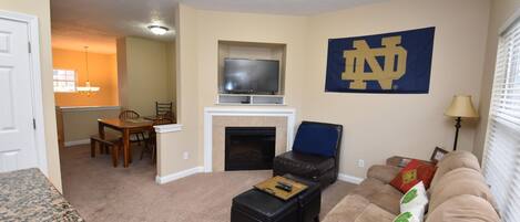 Family room with fireplace