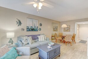 Living room and dining area