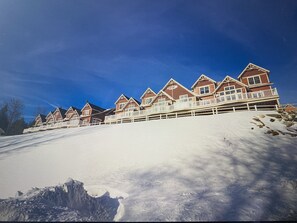 Second from the left.  The private slope to the mountain is just behind our unit