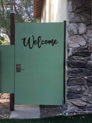Private entry gate with security lock