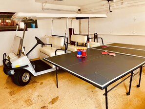 Rent this golf cart for additional fee.
Ping pong in the garage. 