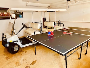 Rent this golf cart for add'l fee. Ping pong is just 1 of the games in garage