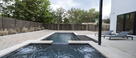 Largest Jacuzzi in Austin, fits 10 easily. Pool perfect for cooling off.