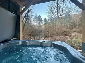 A view of the pond from the hot tub