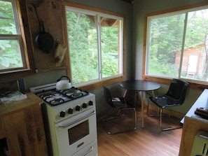 Complete with a four burner stove and seating area