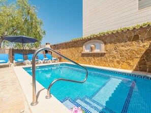 Water, Swimming Pool, Sky, Azure, Blue, Outdoor Furniture, Building, Shade, Urban Design, Plant