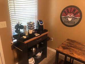 Fully stocked coffee bar