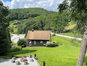Back view and fire pit