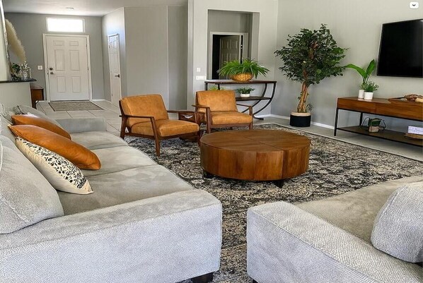 Cozy living room for entertaining or relaxing after a long day of golfing