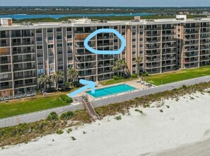 Perfect location overlooking pool deck, beach and ocean