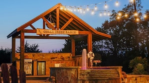 Shady pergola over the outdoor kitchen! Grill up a big feast!