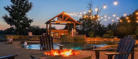 Beautiful and big backyard features pool, fire pit and is stunning! 