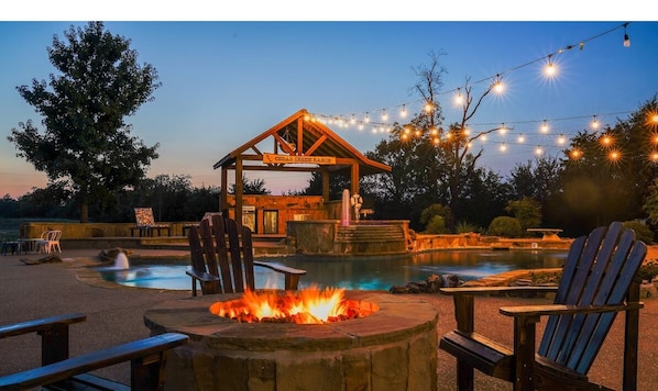 Beautiful and big backyard features pool, fire pit and is stunning! 