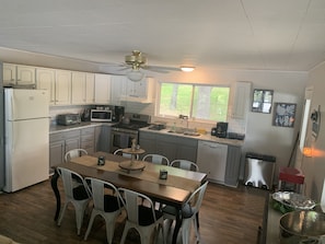 Kitchen area with seating for 8