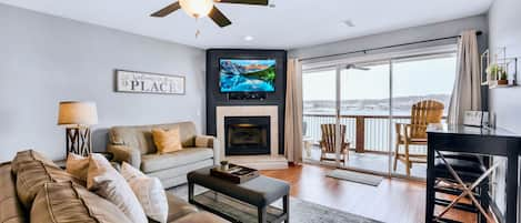 Living Room with Main Channel Water Front View. 