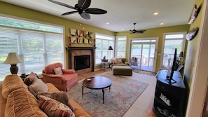 Living room overlooks the lake