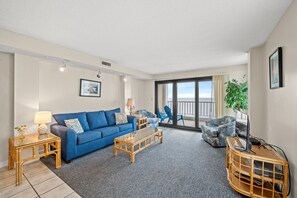 Fabulous ocean views from the living room at Sea Marsh I 704.