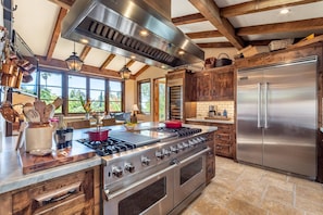 Chef's Dream Kitchen Viking Stainless Steel Appliances, Wine Refrigerator, Subzero Refrigerator with Epic Views