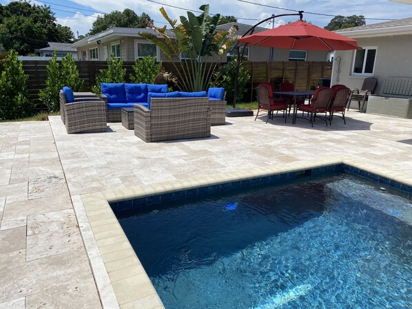 Back Patio with sitting and Dining area