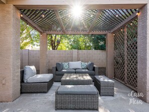 The Patio Furniture offers a nice spot for relaxing in filtered shade.