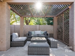 The Patio Furniture offers a nice spot for relaxing in filtered shade.