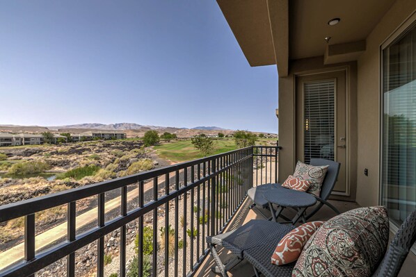 Your getaway starts with fantastic views from this expansive deck.