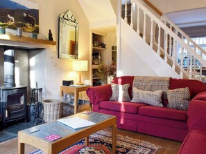 Cosy living area with wood burner | Herdwick Cottage, Troutbeck Bridge