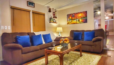 Relax & unwind on our full sofa and love seat.