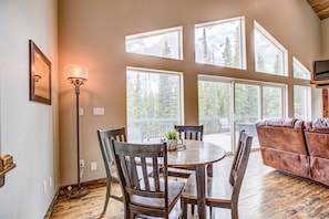 The breakfast nook looks over the rest of the Great Room.