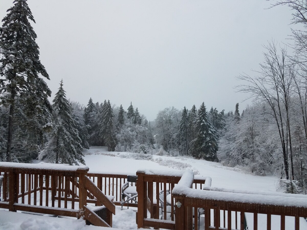 Southern Vermont log cabin, views, pond & 2 firepits. Winter Ski Weeks Available